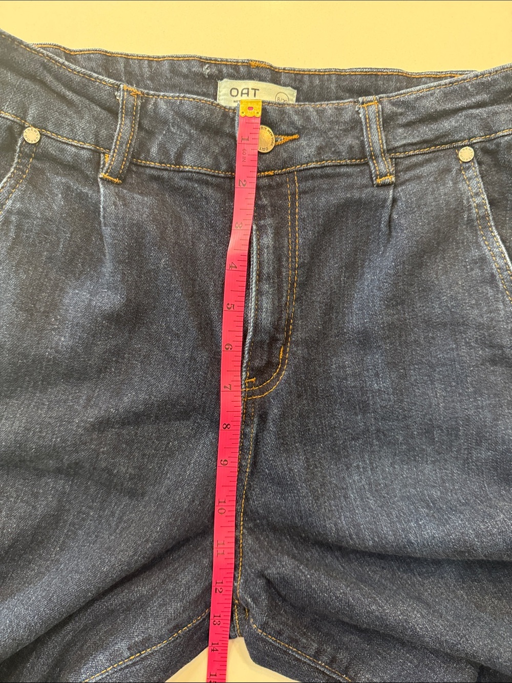 Oat New York High Waist Raw Hem Wide-Leg Dark Blue Jeans | Size 8/29 - Picture 8 of 10